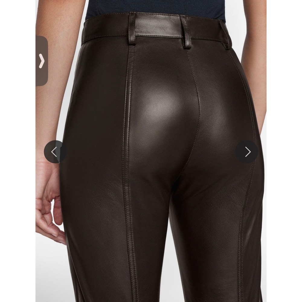 FRAME Seamed‎ Leather Trouser Espresso Lamb Leather Size 4 New - Picture 7 of 12